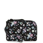 Vera Bradley Women's Cotton Double Zip ID Case Wallet With RFID Protection, Black - Recycled Cotton, One Size