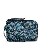 Vera Bradley Women's Cotton Double Zip ID Case Wallet With RFID Protection, Black - Recycled Cotton, One Size