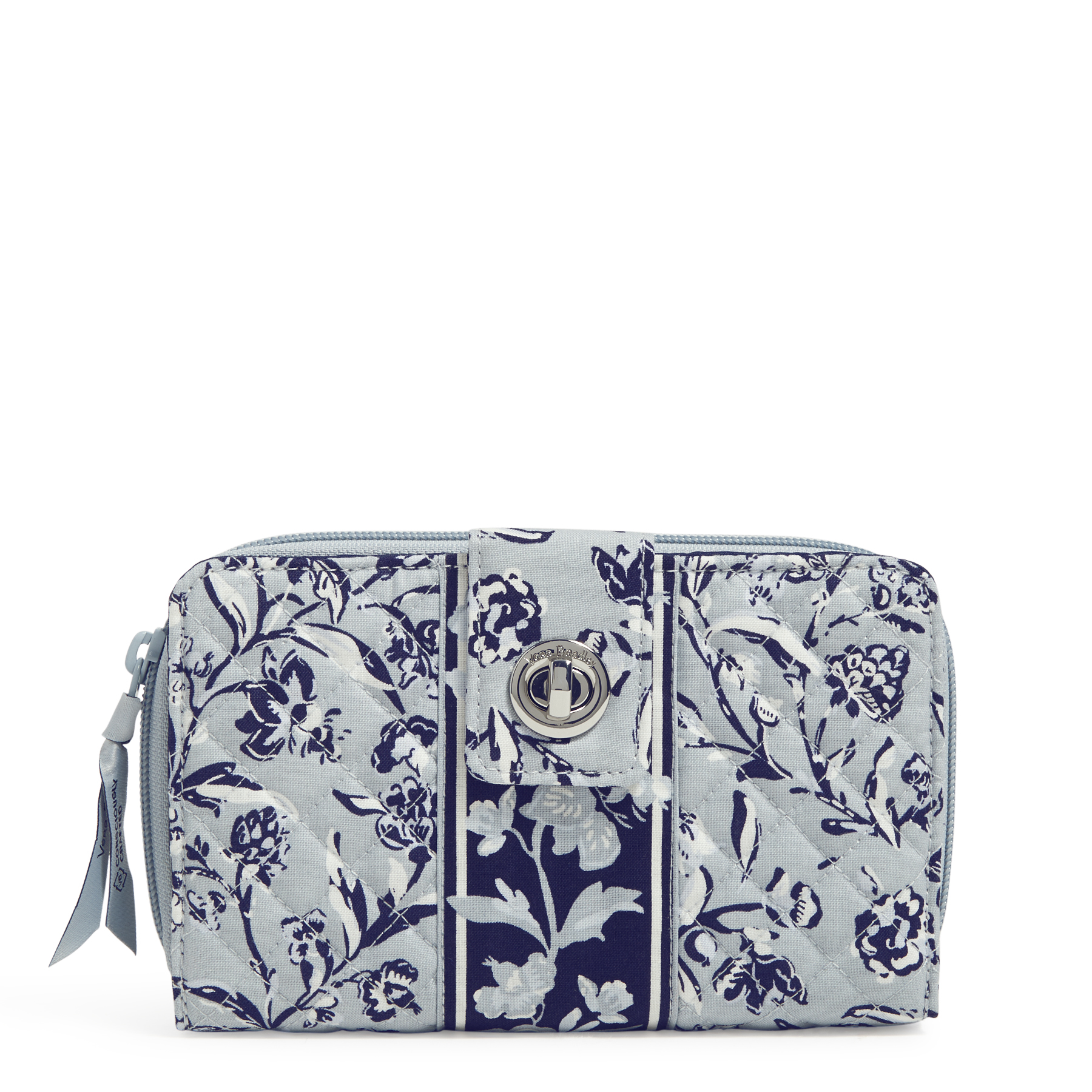 Vera Bradley Women's Cotton RFID Turnlock Wallet Perennials Gray