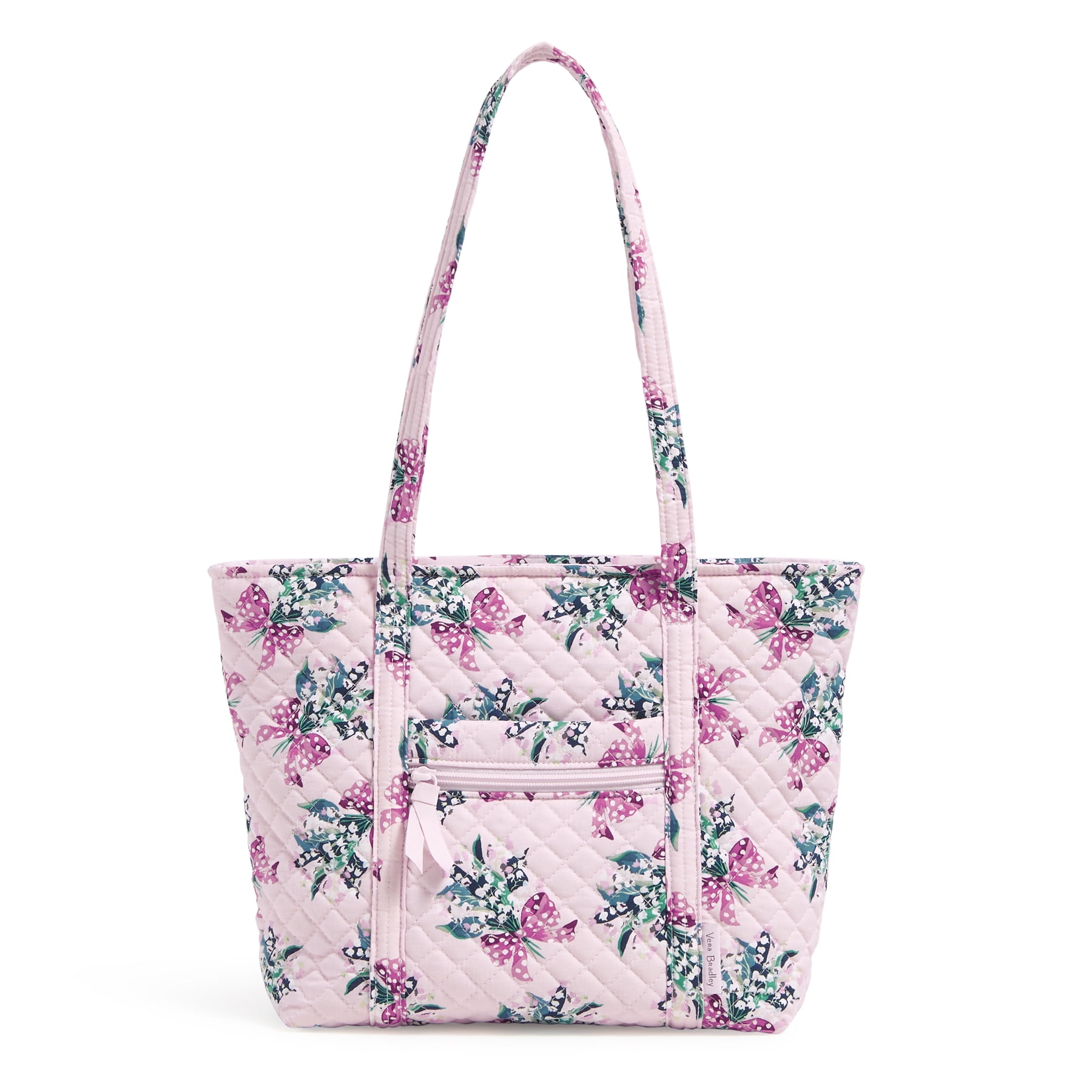 Vera Bradley Women's Cotton Small Vera Tote Bag Happiness Returns Pink ...