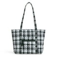 thumbnail image 1 of Vera Bradley Women's Cotton Small Vera Tote Bag Kingbird Plaid, 1 of 5
