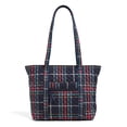 thumbnail image 1 of Vera Bradley Women's  Cotton Small Vera Tote Bag Tartan Plaid, 1 of 5