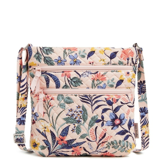 Vera Bradley Women's Cotton Triple Zip Hipster Crossbody Bag Paradise Coral