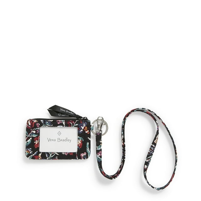 Vera Bradley Women's Cotton Zip ID Lanyard Perennials Noir - Walmart.com
