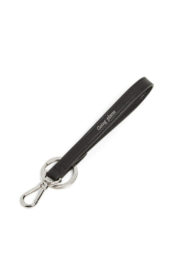 Women's Faux Leather Wristlet Strap Keychain Black