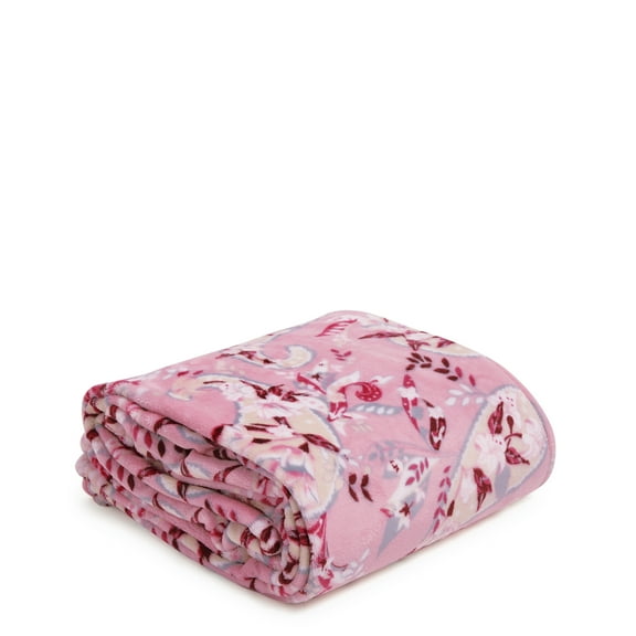 Vera Bradley Women's Fleece Plush Throw Blanket Botanical Paisley Pink