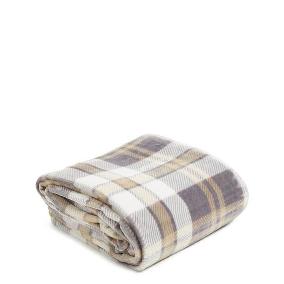 Vera Bradley Women's Fleece Plush Throw Blanket Fireplace Plaid Neutral