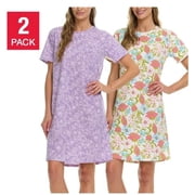 Vera Bradley Womens Floral Sleep Dress Shirt, Purple 2-Pack Large