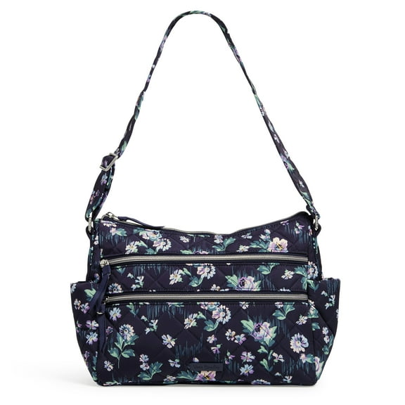 Vera Bradley Women's Performance Twill Triple Zip Shoulder Bag Navy Garden