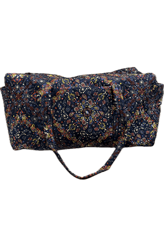 Women's Premium Cotton Large Original Duffel Bag, Starry Paisley, One Size, Navy Blue Background