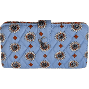 Vera Bradley Womens Premium Cotton Quilted Tab Wallet, Marrakesh Geos, Blue, Ivory, Rust