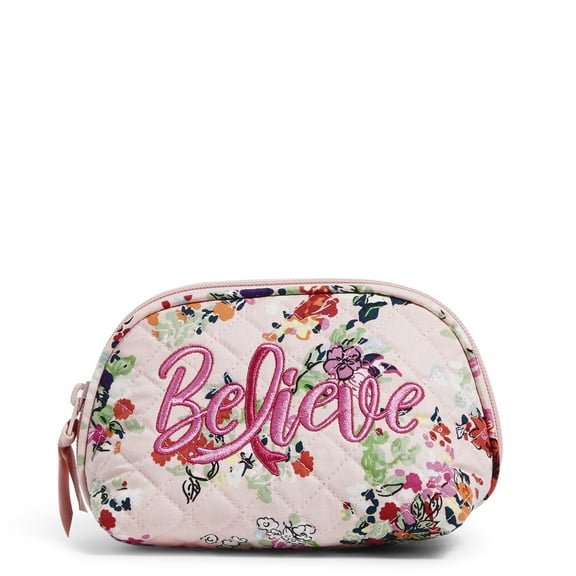 Vera Bradley Women's Recycled Cotton Embellished Clamshell Cosmetic Bag Hope Blooms Pink