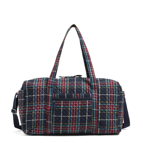 Vera Bradley Women's Recycled Cotton Large Travel Duffel Bag Tartan Plaid