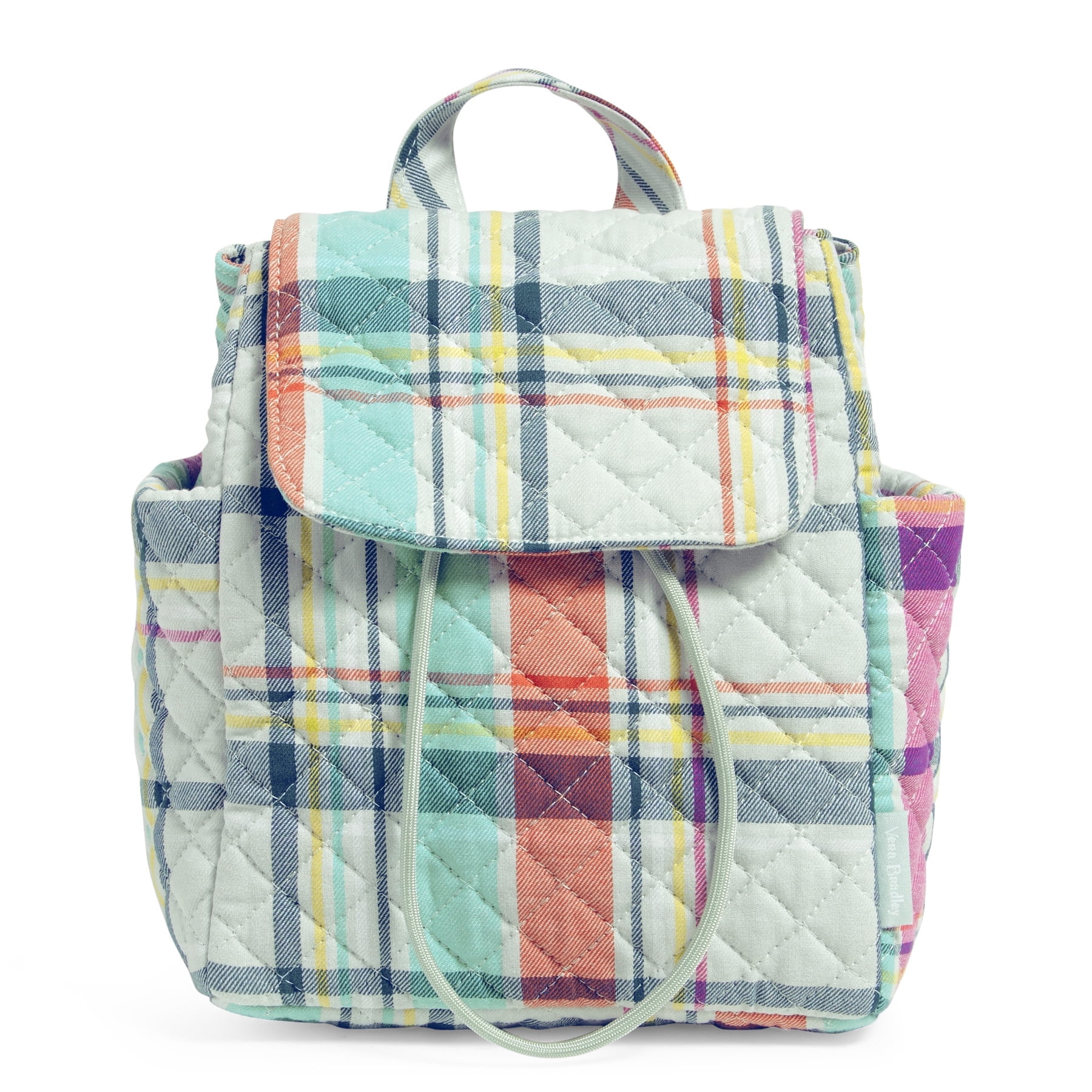 Vera Bradley Backpack Womens Medium Grey Multi Plaid Drawstring Flap Pockets Vera Bradley - Large Bancroft Backpack - QVC.com main image 2