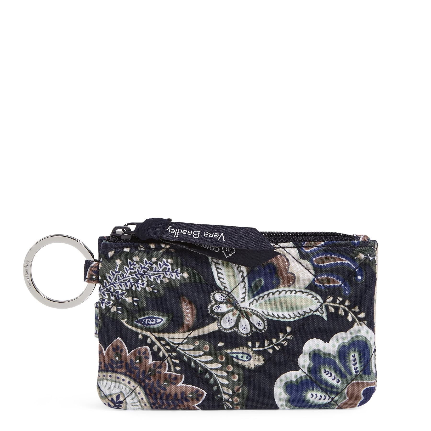 Vera Bradley Women's Recycled Cotton RFID Deluxe Zip ID Case Java Navy