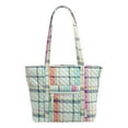thumbnail image 1 of Vera Bradley Women's Recycled Cotton Small Vera Tote Bag Pastel Plaid, 1 of 6