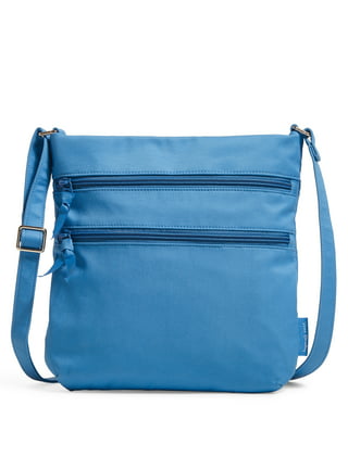 Vera Bradley Women's Recycled Cotton Triple Zip Hipster Crossbody Bag Blue Aster