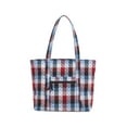 thumbnail image 1 of Vera Bradley Women's Recycled Cotton Vera Tote Bag Patriotic Plaid, 1 of 5