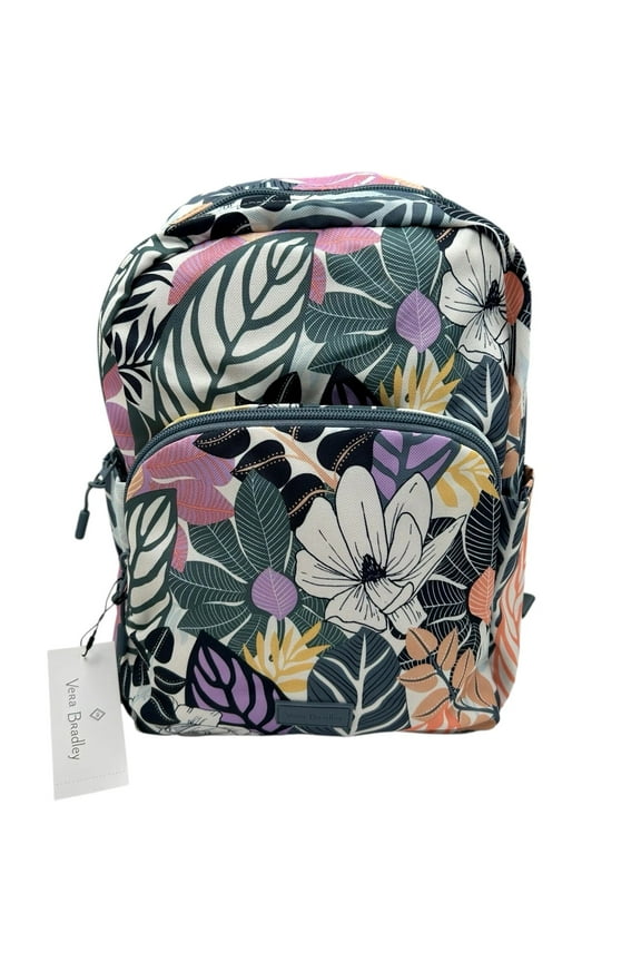 Women's Small Backpack Palm Floral Purple Lining Water-resistant