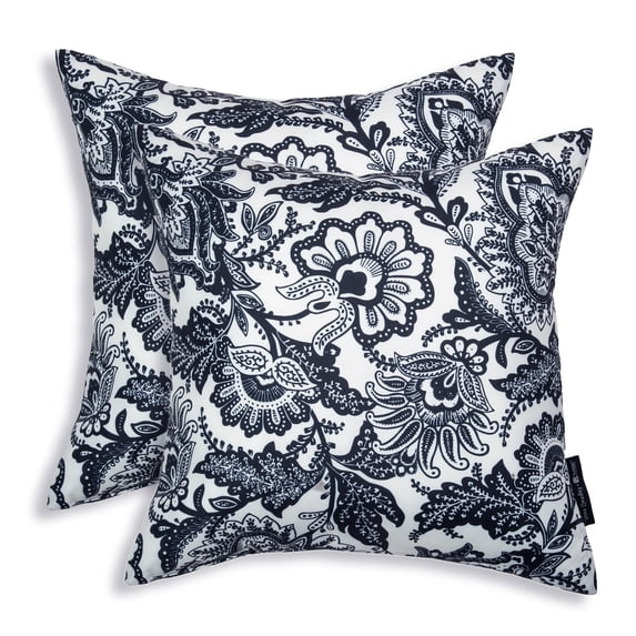 Classic Accessories Vera Bradley by Water-Resistant Accent Pillows, 18 x 18 x 8 Inch, 2 Pack Java Navy