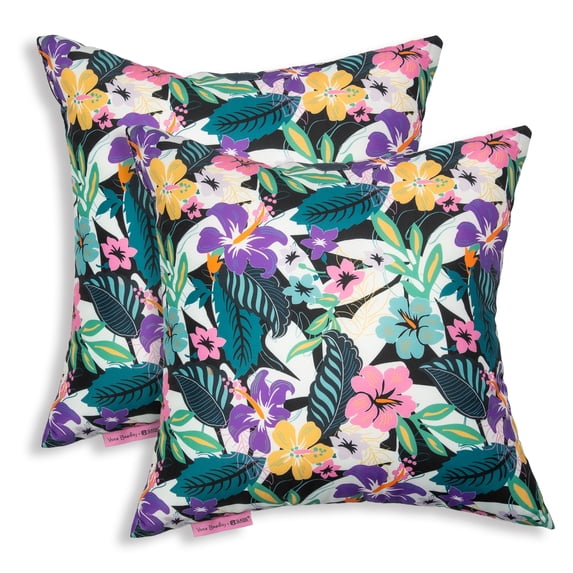 Classic Accessories Vera Bradley by Water-Resistant Accent Pillows, 18 x 18 x 8 Inch, 2 Pack Star Foliage Multi
