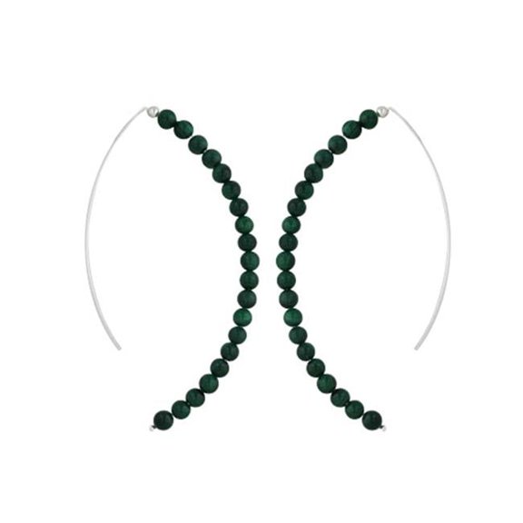 Vera & Co., Inc. Sterling Silver String Earring Almond Hoop Malachite Beads