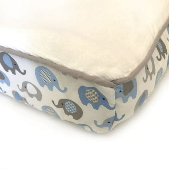 Vera Elephant 100% Cotton Velour Baby Changing Pad Cover (Blue Grey)