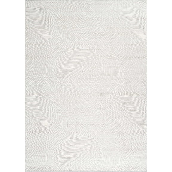 Vera Modern Abstract Wave Area Rug 4x6 Cream Ivory