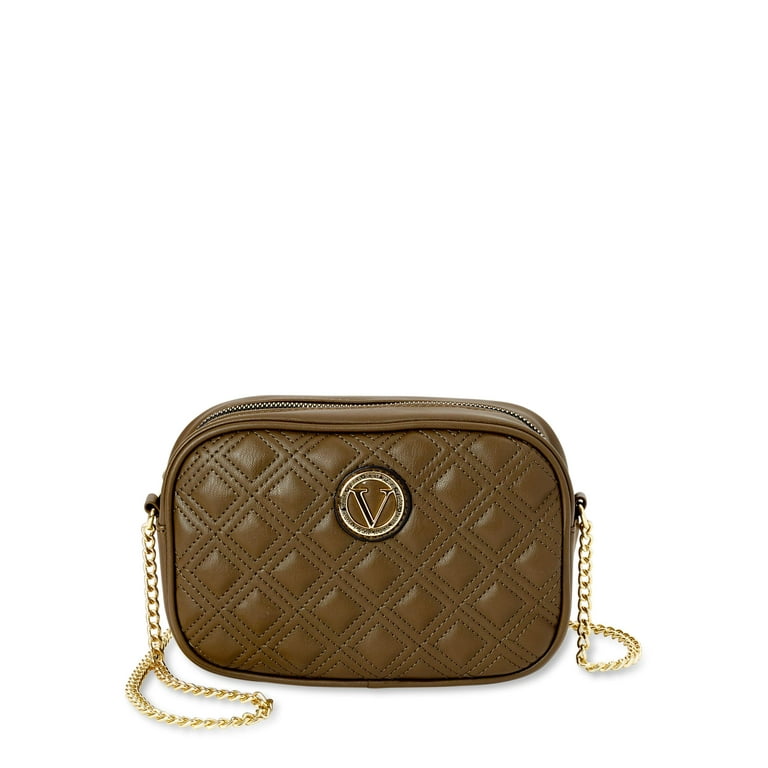 MARIO VALENTINO Mia Logo Leather Crossbody Bag Caramel