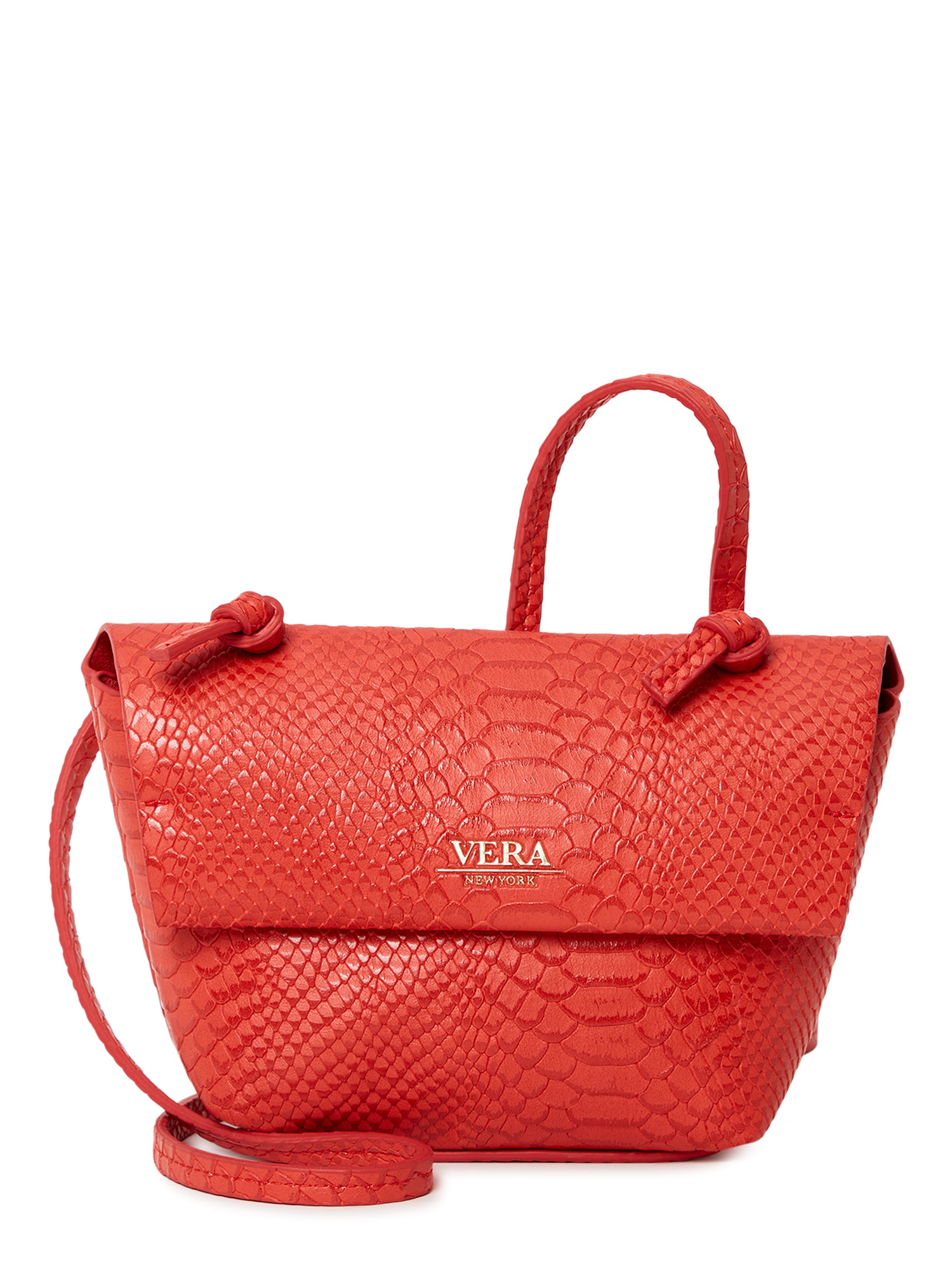 VERA NEW YORK Brick Red Satchel PURSE Crossbody Handbag Ellen Lizard
