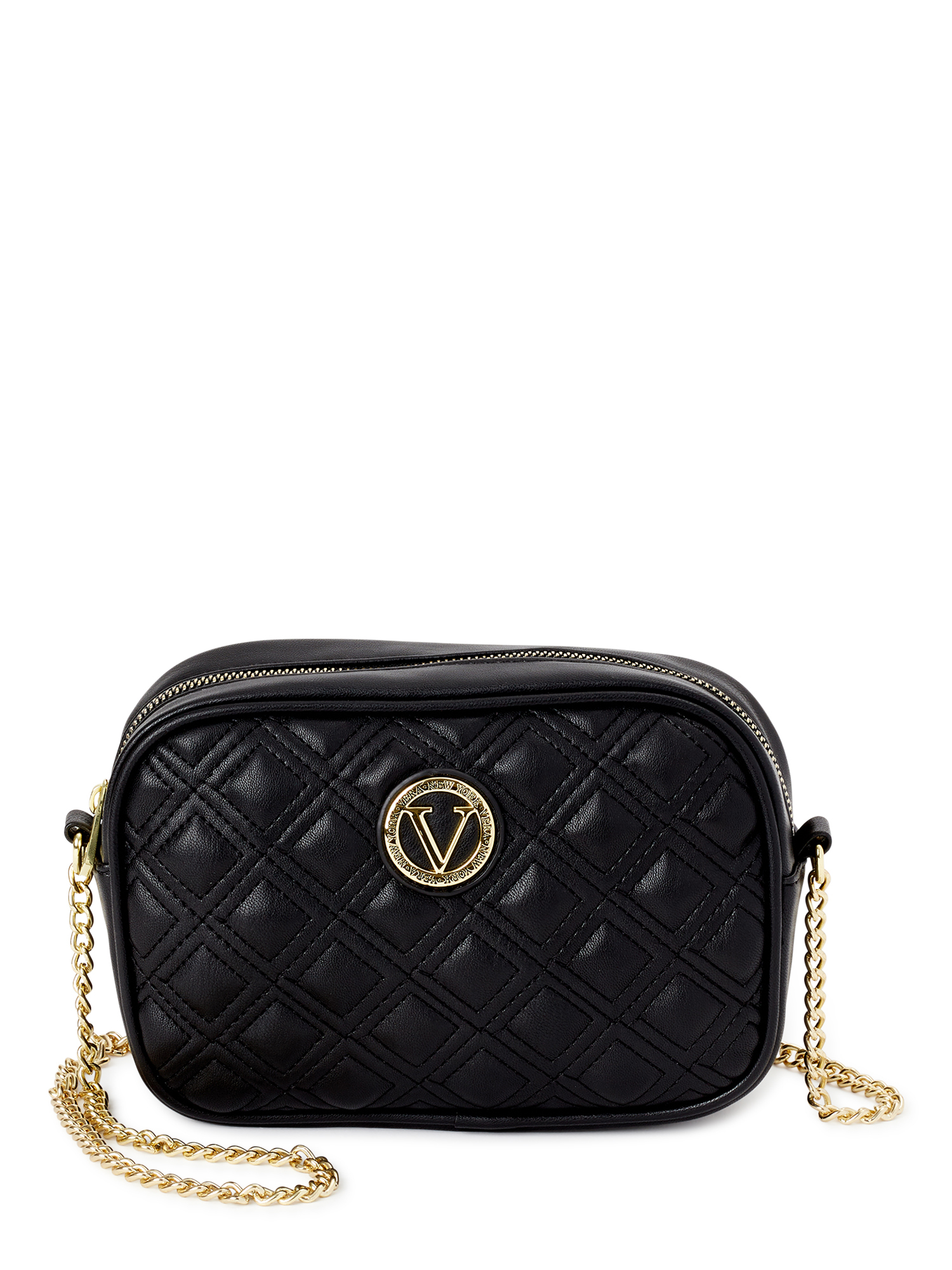 Vera New York Women's Marina Quilted Crossbody Handbag with Chain Straps Black - image 1 of 5