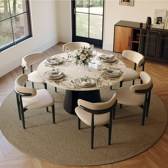 POVISON-Vera - Round Glossy Sintered Stone Dining Table