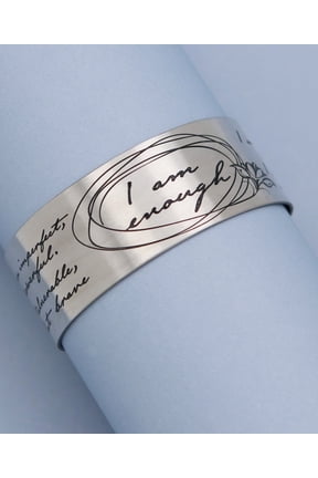 I Am Enough Inspirational Affirmation Bracelet, Stainless Steel, Adjustable
