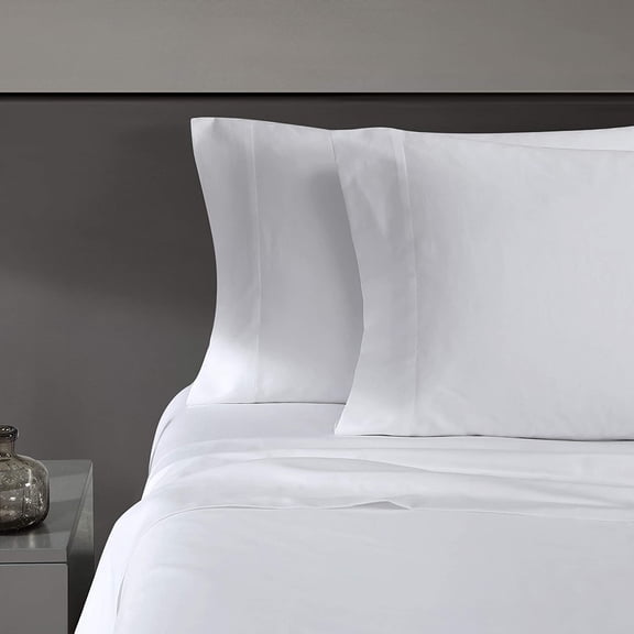 Vera Wang - King Size Sheet Set, Soft & Smooth Sateen Cotton Blend Bedding, Deep Pocket, 800 Thread Count, Bed Sheets with Fitted Matching Pillowcases (White)