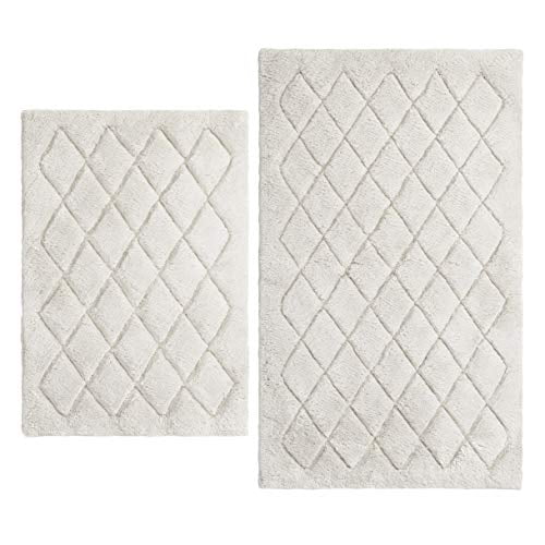 Marquis Diamond High Pile Gray Cotton Blend Bath Rug Set