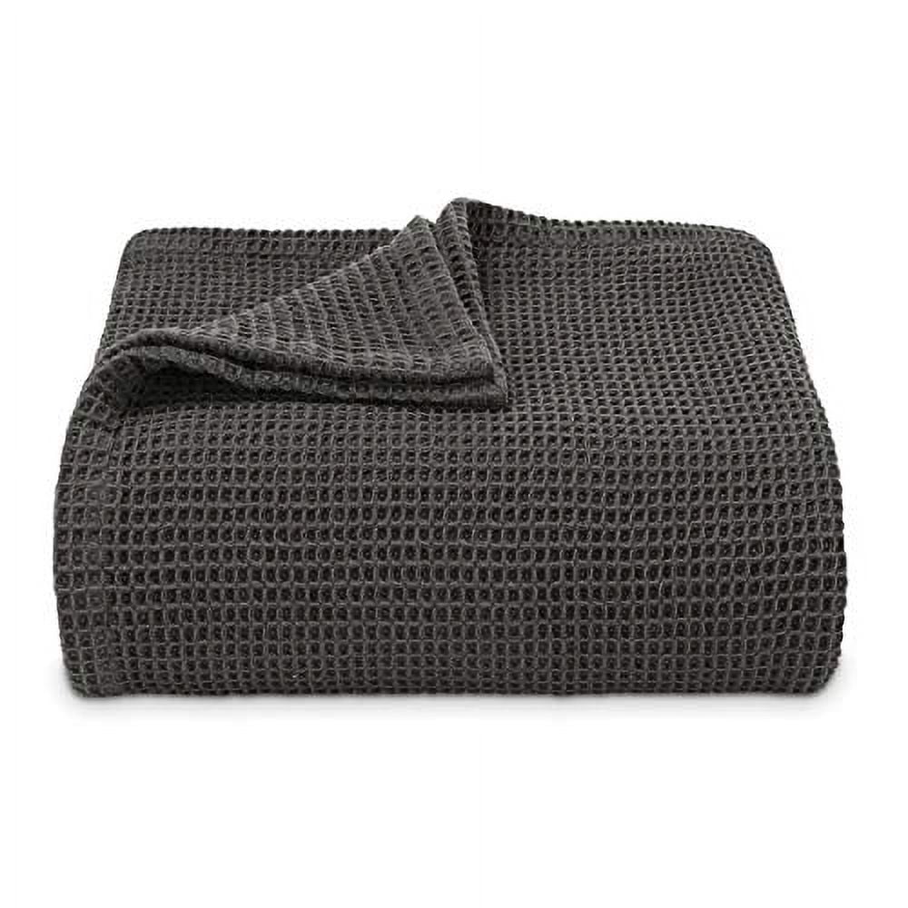King Charcoal Cotton Waffleweave Knitted Blanket