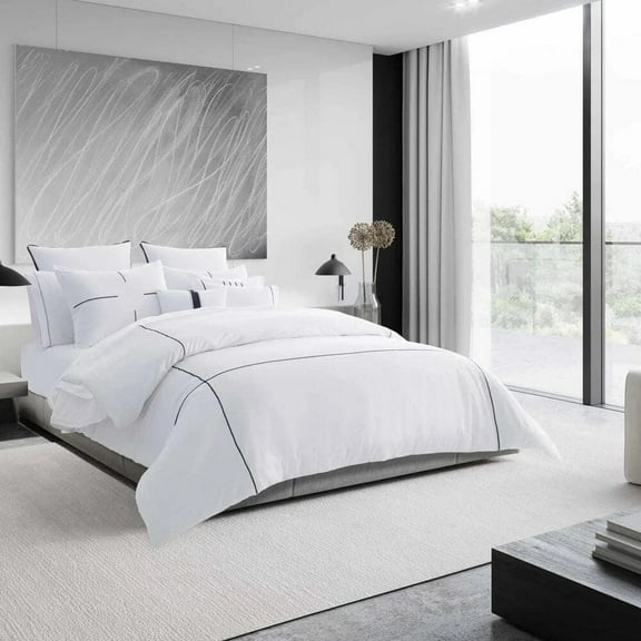 Vera Wang Zig Zag King Duvet Cover Set in White