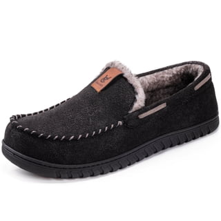 VeraCosy Men's Classic Moccasin Slippers Soft Faux Suede Memory Foam Closed-back Indoor House Shoes