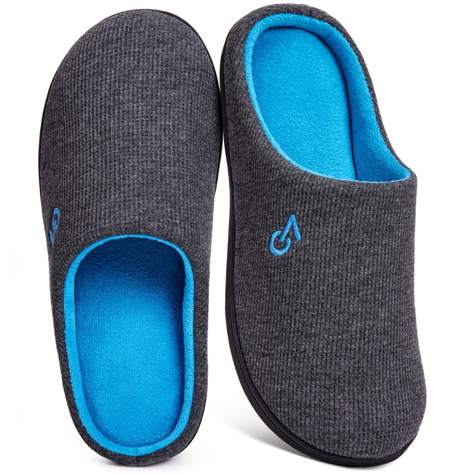 Men’s Two Tone Memory Foam Slippers - Slip On Indoor/Outdoor House Loafers LongBay Men main image 3