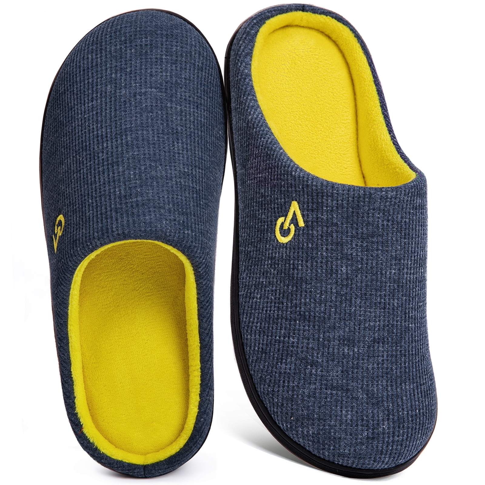 homeideas men's woolen fabric memory foam house slippers