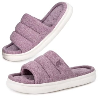 VeraCosy Slippers for Women Comfy Open Toe Memory Foam Slip on House Shoes Light Mulberry,7-8 US