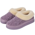 thumbnail image 1 of VeraCosy Women's Cozy Cable Knit Memory Foam House Shoes Slipper with Fuzzy Plush Collar,Purple,7 US, 1 of 6