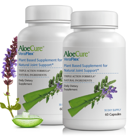 VeraFlex by AloeCure Plant Based Joint Health Supplement - 60 Capsules x 2 Bottle Pack - Clinically Proven to Support Comfort, Flexibility, and Mobility Starting in 3 Days