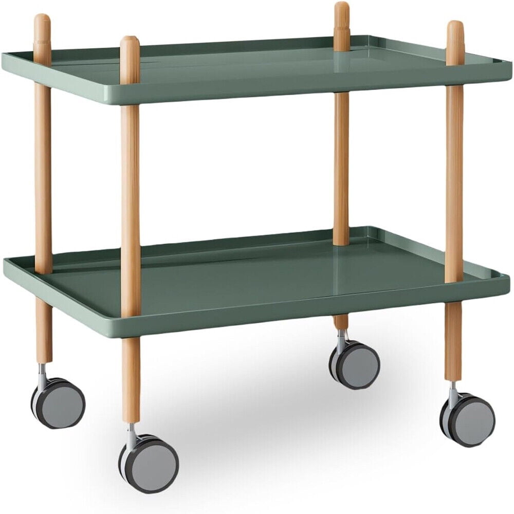 Verabella 2 Layer End Table with Wheels Trolley Side Table Bedside ...