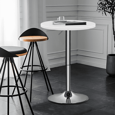 Verabella Bistro Pub Bar 360-Degree Swivel Round Table Adjustable Height Wooden Tabletop for Coffee Shop,Bar