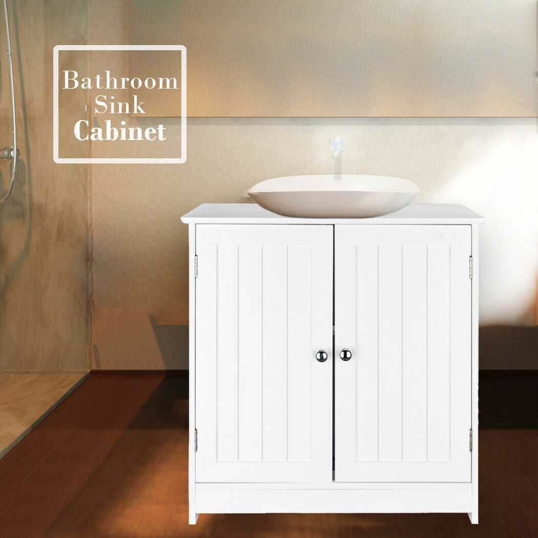 Verabella Pedestal Sink Storage Cabinet with 2 Doors Traditional Under Sink Cabinet Bathroom Space Saver Organizer with Adjustable Shelf White 23.6"L x 11.4" Wx 23.6"H