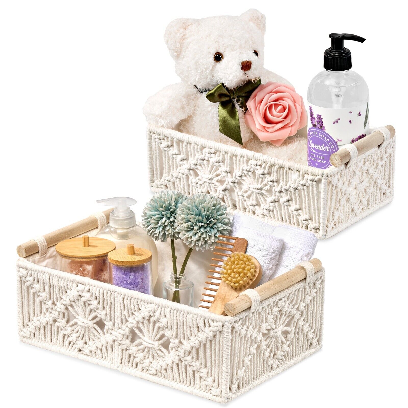 Verabella Storage Wicker Baskets,2 Decorative Gift Baskets for Baby ...