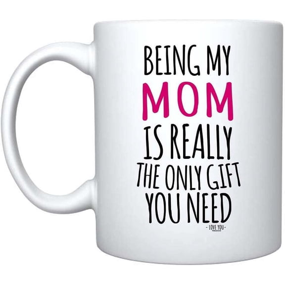 Veracco Being My Mom White Ceramic Coffee Mug For Her Birthday Gifts Mothers Day (White)