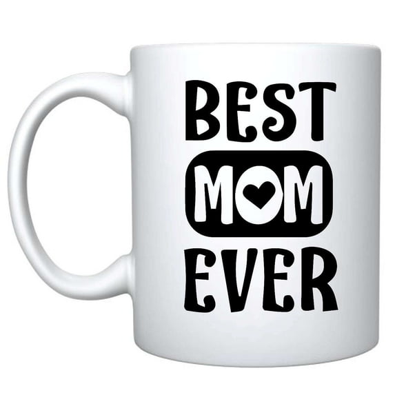 Veracco Best Mom Ever White Ceramic Coffee Mug - Funny Birthday Mother's Day Gift For Mom (White)