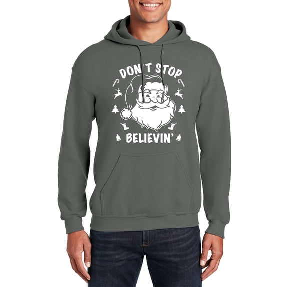 Veracco Don't Stop Believing Christmas Hooded Neck Funny Cool Hoodie for Men Women Unisex (Irish Green)